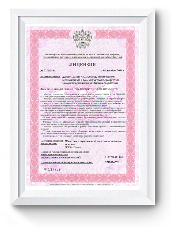 Лицензия МЧС Лицензия МЧС на монтаж